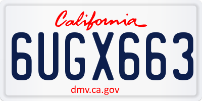 CA license plate 6UGX663