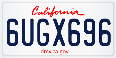 CA license plate 6UGX696