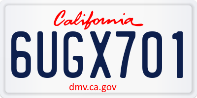 CA license plate 6UGX701