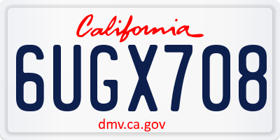CA license plate 6UGX708
