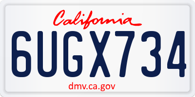 CA license plate 6UGX734