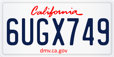 CA license plate 6UGX749