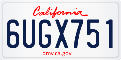 CA license plate 6UGX751