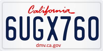 CA license plate 6UGX760