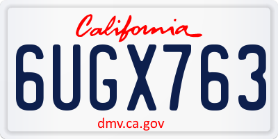 CA license plate 6UGX763