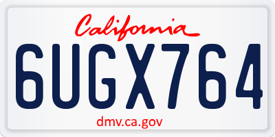 CA license plate 6UGX764