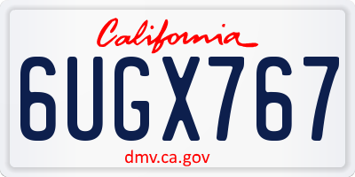CA license plate 6UGX767