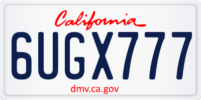CA license plate 6UGX777