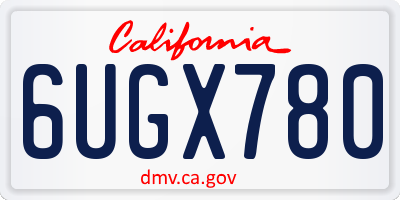 CA license plate 6UGX780