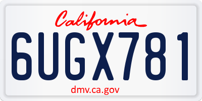 CA license plate 6UGX781
