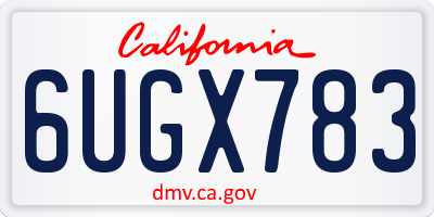 CA license plate 6UGX783