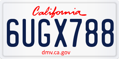 CA license plate 6UGX788