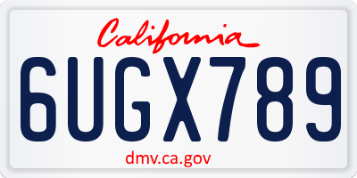 CA license plate 6UGX789