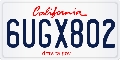 CA license plate 6UGX802