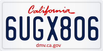 CA license plate 6UGX806