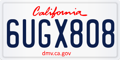 CA license plate 6UGX808
