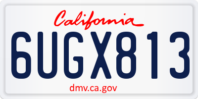 CA license plate 6UGX813