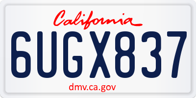 CA license plate 6UGX837