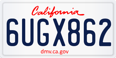 CA license plate 6UGX862