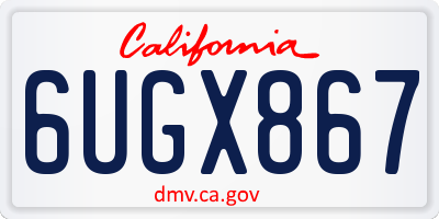 CA license plate 6UGX867