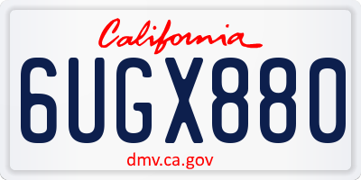 CA license plate 6UGX880