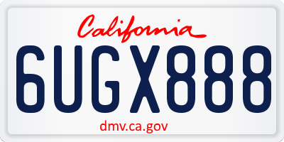CA license plate 6UGX888