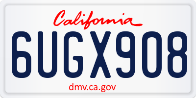 CA license plate 6UGX908