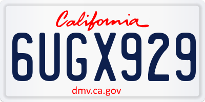 CA license plate 6UGX929