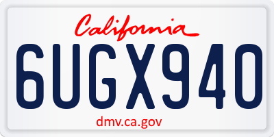 CA license plate 6UGX940