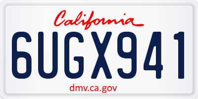 CA license plate 6UGX941