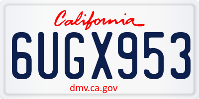 CA license plate 6UGX953