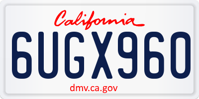 CA license plate 6UGX960