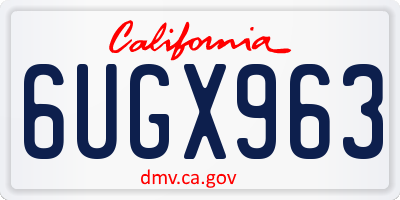 CA license plate 6UGX963