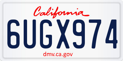 CA license plate 6UGX974