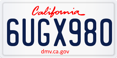 CA license plate 6UGX980