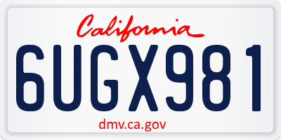 CA license plate 6UGX981