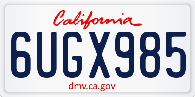 CA license plate 6UGX985
