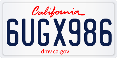 CA license plate 6UGX986