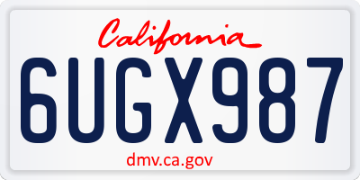 CA license plate 6UGX987