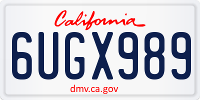 CA license plate 6UGX989