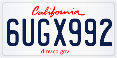 CA license plate 6UGX992