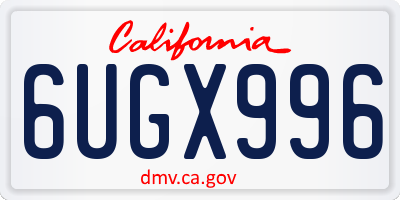 CA license plate 6UGX996