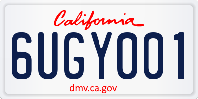 CA license plate 6UGY001