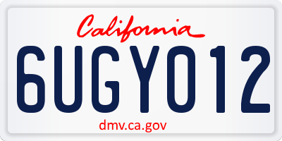 CA license plate 6UGY012