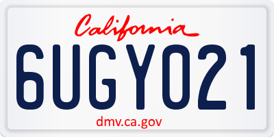 CA license plate 6UGY021