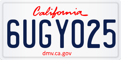 CA license plate 6UGY025