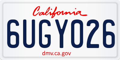 CA license plate 6UGY026