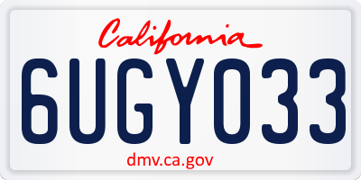 CA license plate 6UGY033