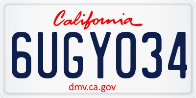 CA license plate 6UGY034