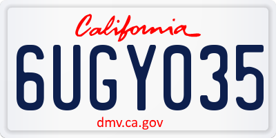 CA license plate 6UGY035